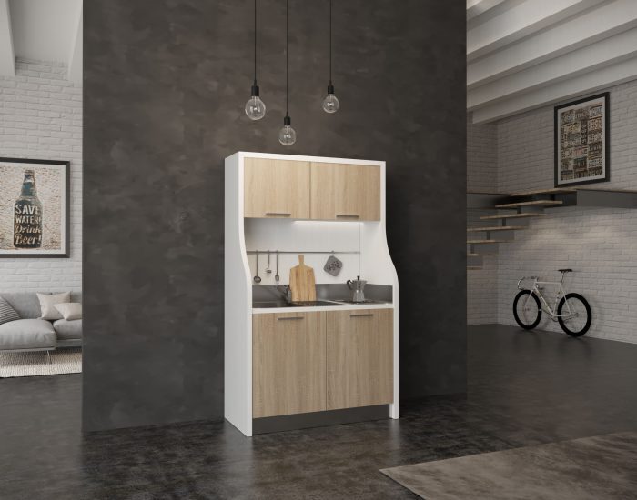 Monferrato – mini cucina monoblocco angolo cottura con frigo