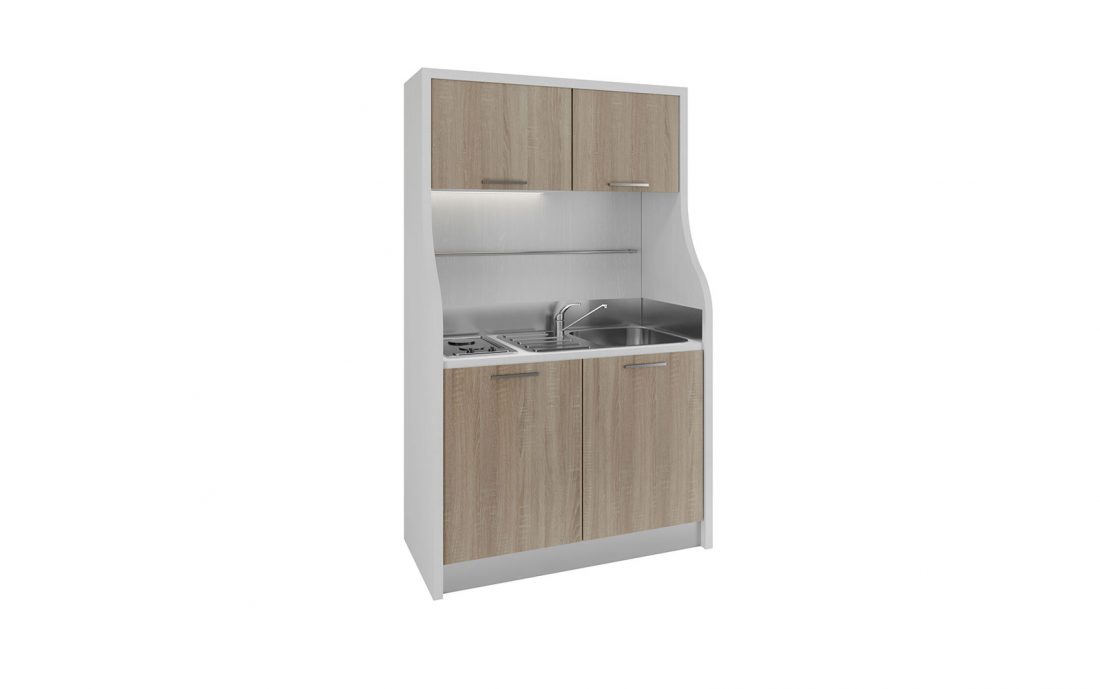 Mini cucina monoblocco con line moderne per residence e agriturismi