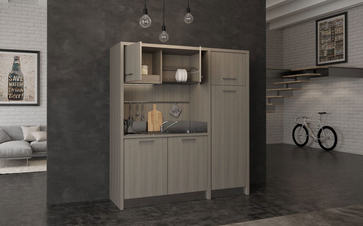 Mugello - Cucina monoblocco a vista ideale per miniappartamento
