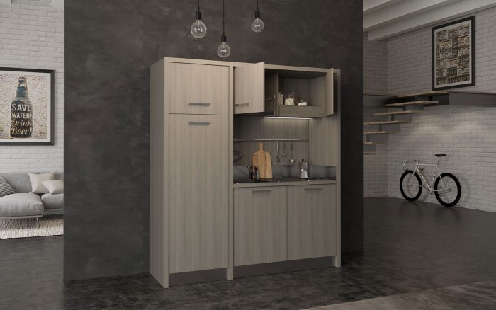 Mugello è una cucina monoblocco completa da 2 metri con grande frigo