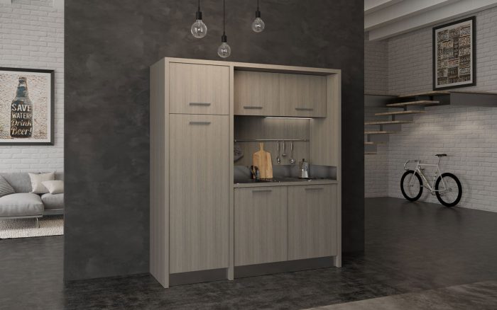 Mugello è una grande cucina monoblocco da 190cm con frigo congelatore