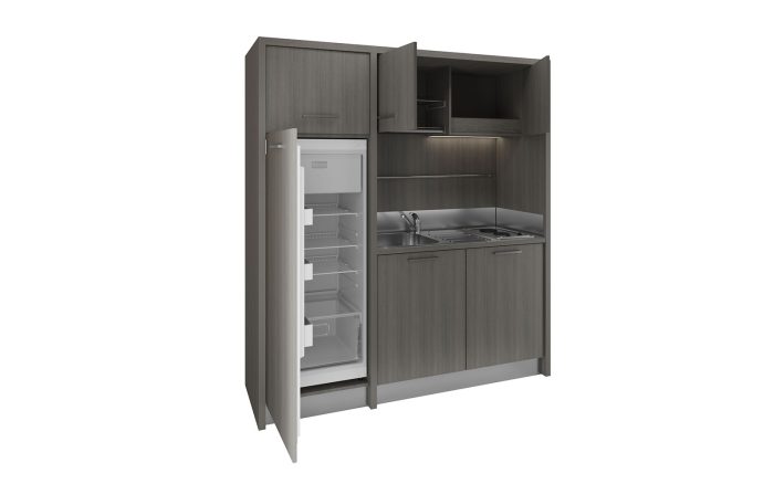 Cucina armadio monoblocco moderna con frigo a colonna alto