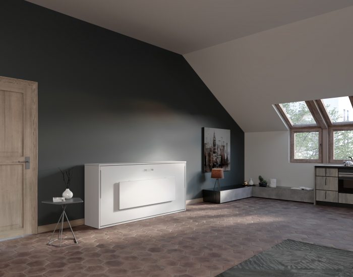 Neve Desk 85 – Letto singolo a scomparsa con scrittoio richiudibile cameretta