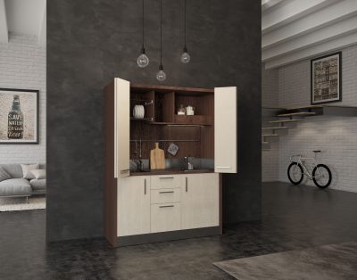 Oltrepo – cucina a scomparsa in armadio con fornelli elettrici