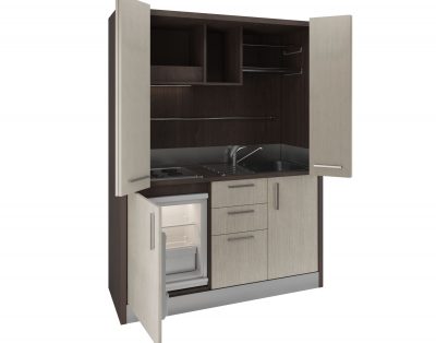 Oltrepo – cucina con mobile a totale scomparsa per miniappartamento