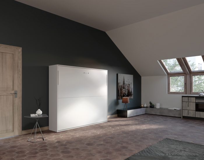 Soffio 160 – Letto scomparsa matrimoniale traverso basso mansarda