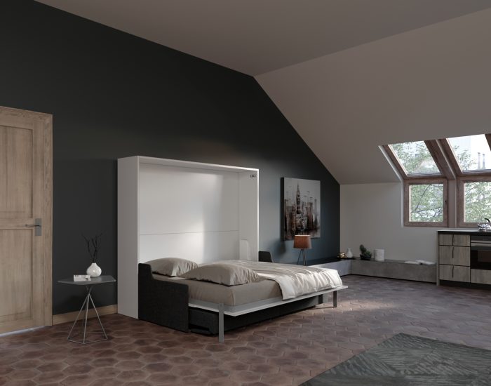 Soffio Sofa 160 Easy – Letto scomparsa 2 piazze con divano salvaspazio