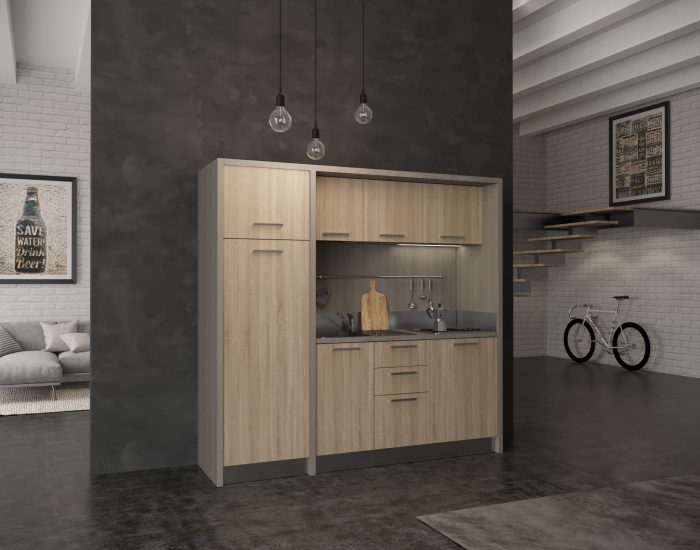 Valdarno – cucina monoblocco con frigo colonna 4 fuochi