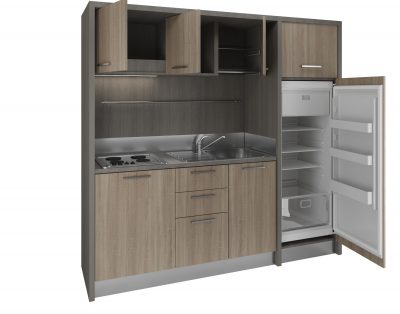 Valdarno – cucina armadio con colonna frigo per residence