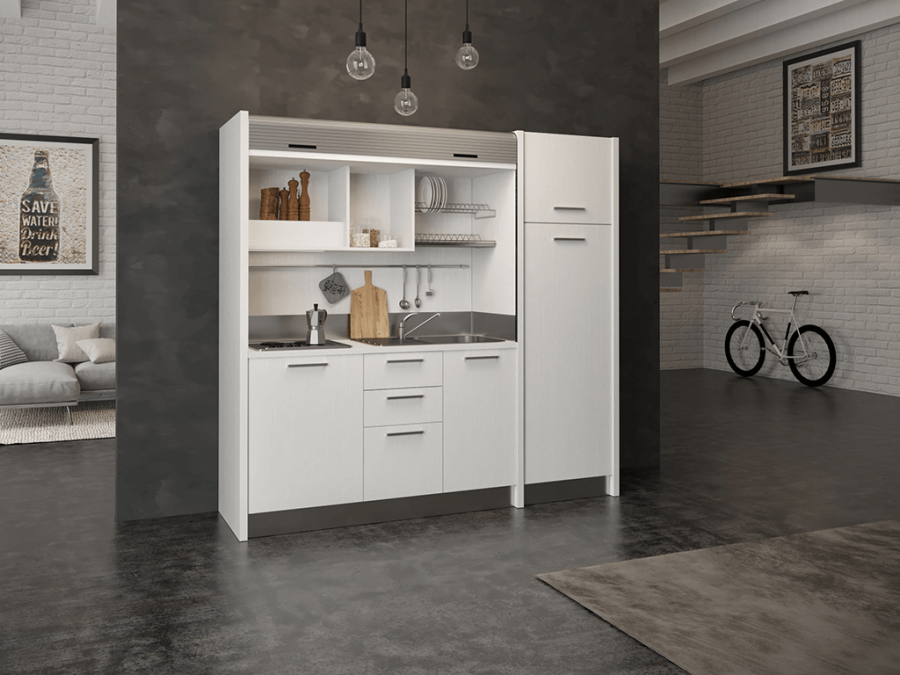 Gallura DX Moderna cucina per monolocali con chiusura a serranda