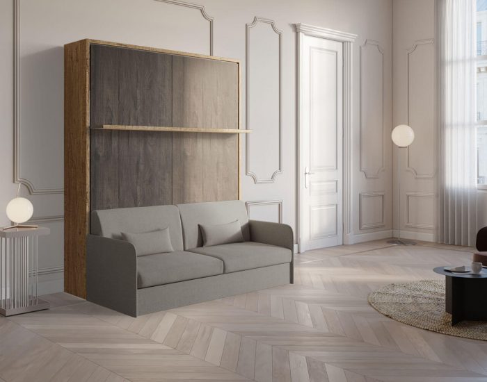 Brezza 160 Natural – Divano letto matrimoniale a ribalta con mensola