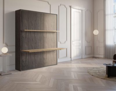 Cielo 160 Tufo – Letto con scrivania a scomparsa e mensola in legno nobilitato