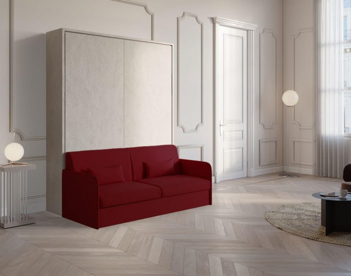 Piuma Sofa 160 Ibisco – Letto a ribalta matrimoniale con divano contenitore