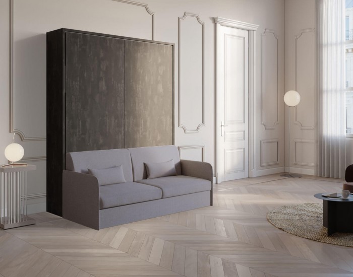Piuma Sofa 160 Caffè – Letto matrimoniale a ribalta con divano salva spazio