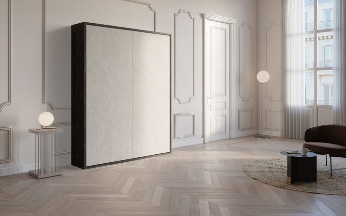 Mobile letto matrimoniale bicolore nero e bianco