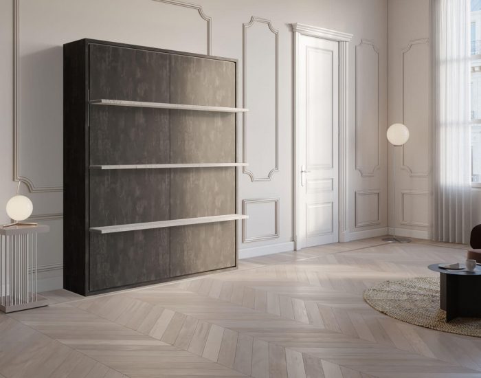 Velo Tre 160 Ardesia – Letto a scomparsa libreria con 3 ripiani
