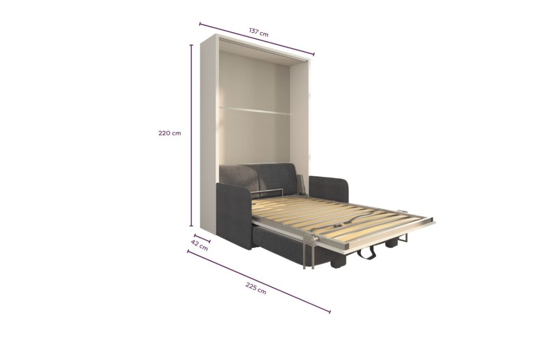 Letto a scomparsa 120 Verticale Divano Slim Contenitore