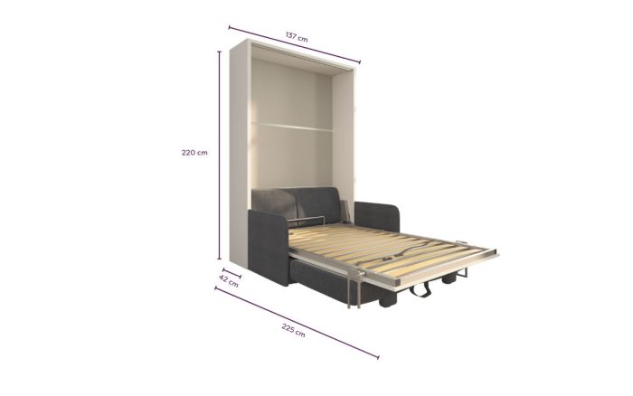 Letto a scomparsa 120 Verticale Divano Slim Contenitore
