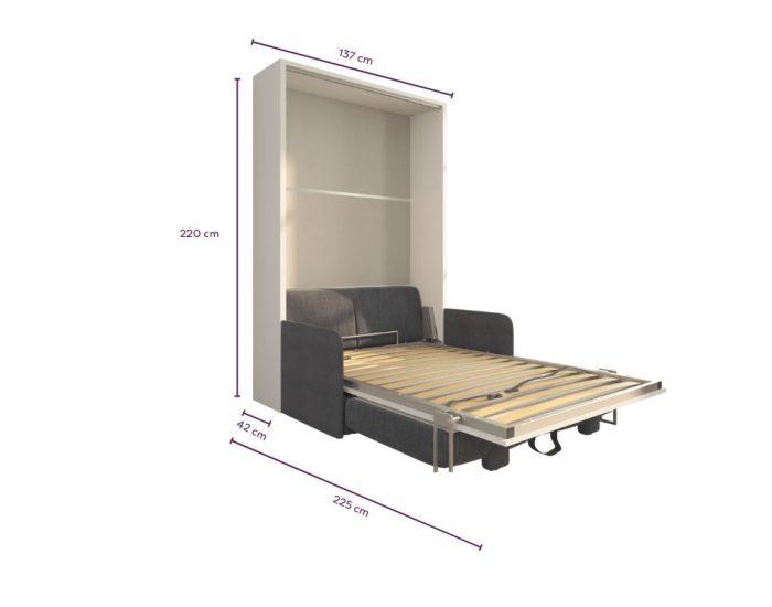 Letto a scomparsa 120 Verticale Divano Slim Contenitore
