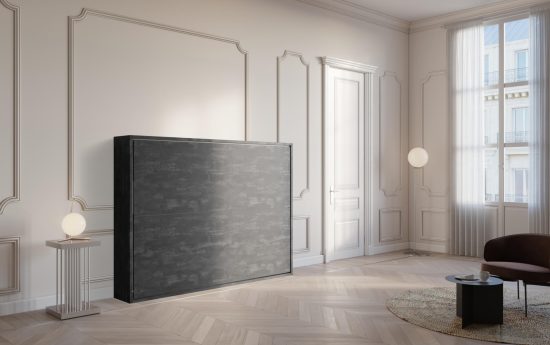 Neve 140 Beton - Letto alla francese a scomparsa orizzontale grigio