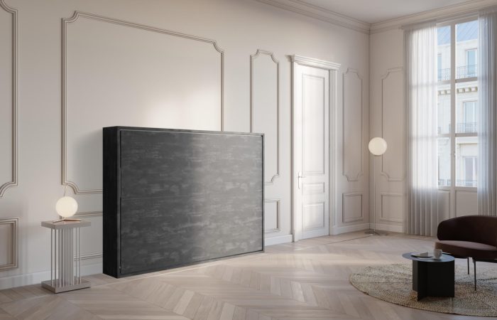 Neve 140 Beton - Letto alla francese a scomparsa orizzontale grigio