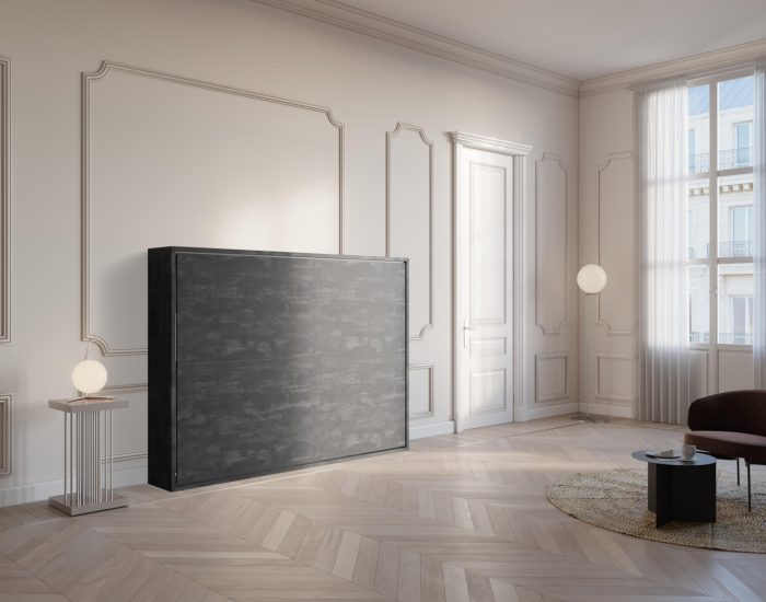 Neve 140 Beton – Letto alla francese a scomparsa orizzontale grigio