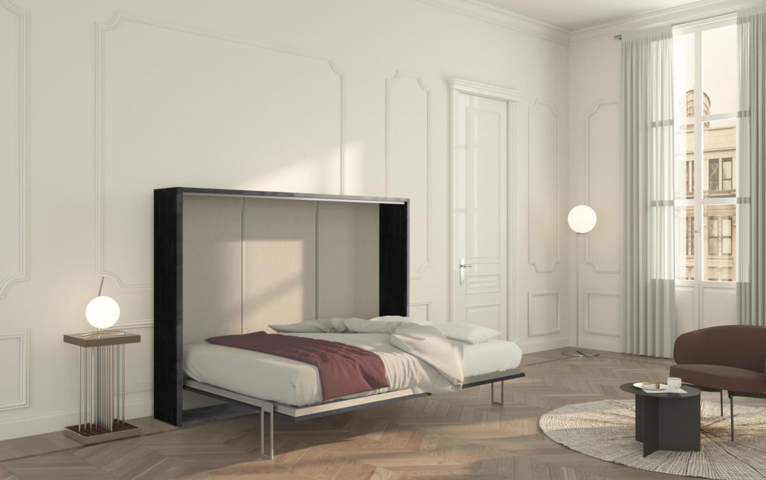 Neve 140 Beton - Letto alla francese a scomparsa orizzontale grigio