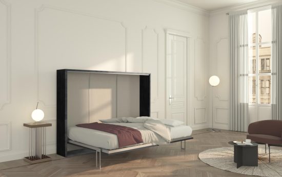 Neve 140 Beton - Letto alla francese a scomparsa orizzontale grigio