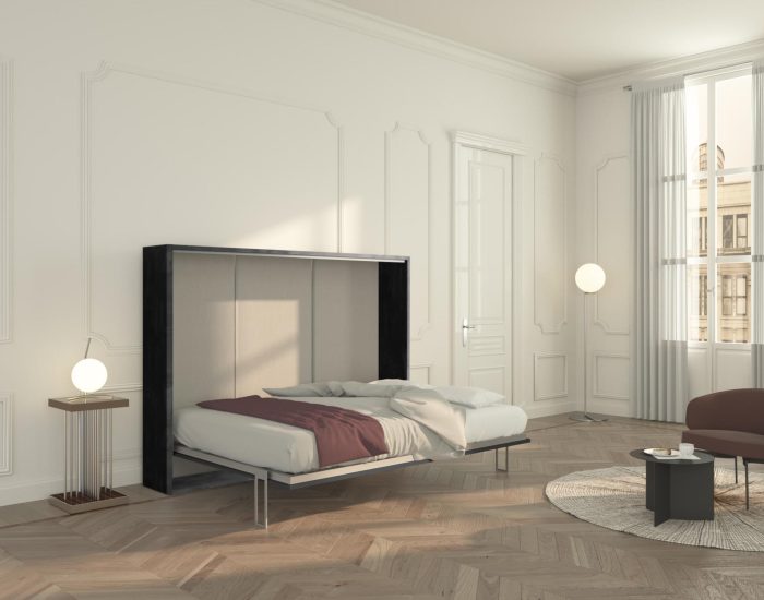 Neve 140 Beton – Letto alla francese a scomparsa orizzontale grigio