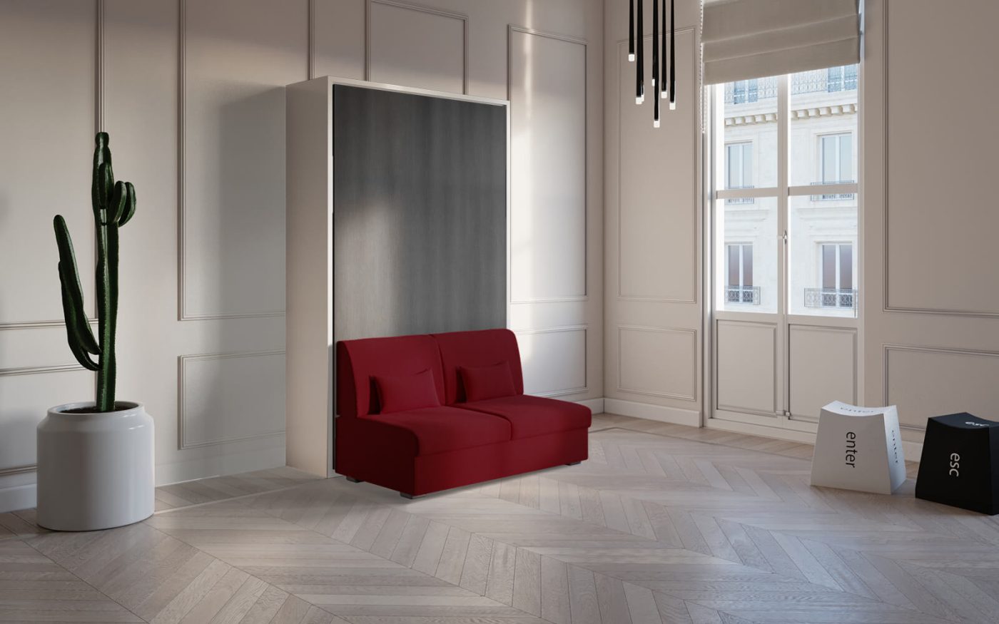 Piuma Sofa 120 Bianco Satinato e Graffiato Titanio