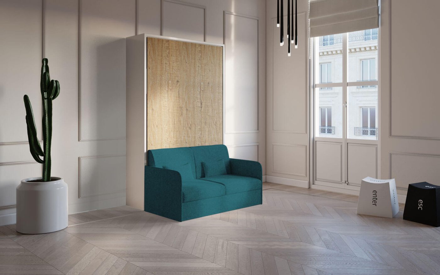 Piuma Sofa 120 Ortensia – Mobile letto a scomparsa con divano