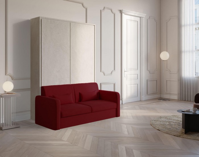 Piuma Sofa 140 Ibisco – Letto matrimoniale richiudibile alla francese con divano contenitore