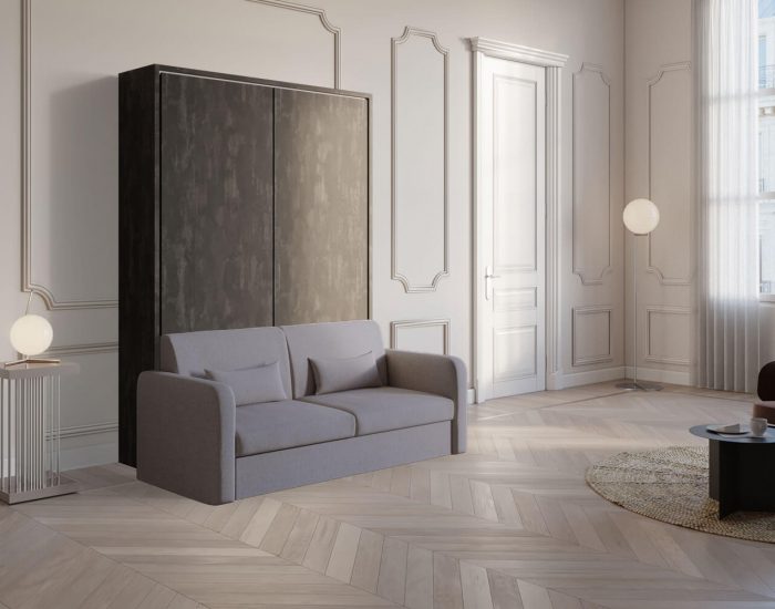 Piuma Sofa 140 Caffè – Letto a scomparsa verticale con divano contenitore