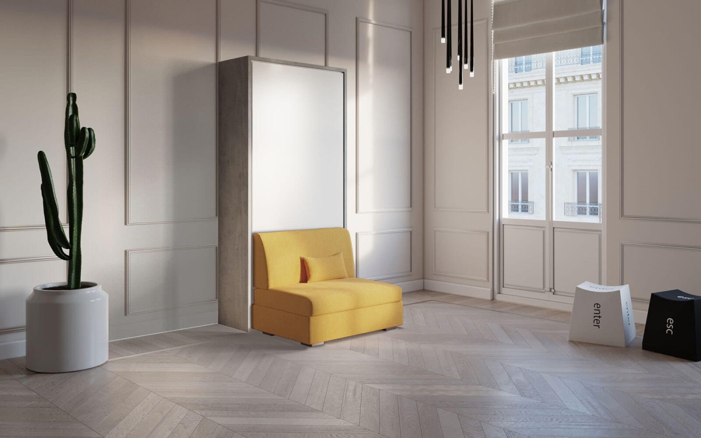 Piuma Sofa 90 Camomilla – Letto singolo a scomparsa verticale con divano