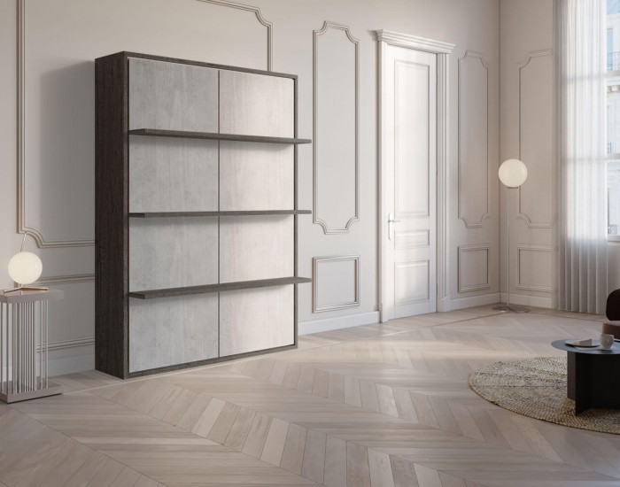 Velo Tre 140 Taiga – Letto libreria a scomparsa in legno venato rustico