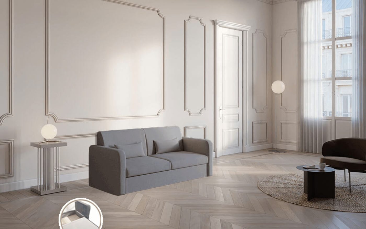 Divano contenitore Big rivestimento Grigio Chiaro per letto Piuma 140V