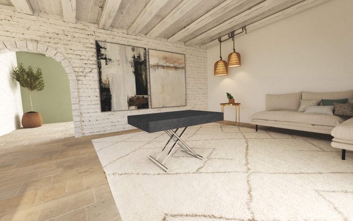 Tavolino che si alza e si allunga in ardesia Boogie