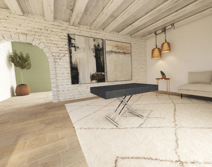 Tavolino che si alza e si allunga in ardesia