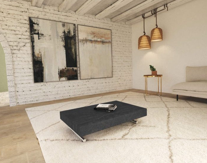 Tavolino che si alza e si allunga per soggiorno