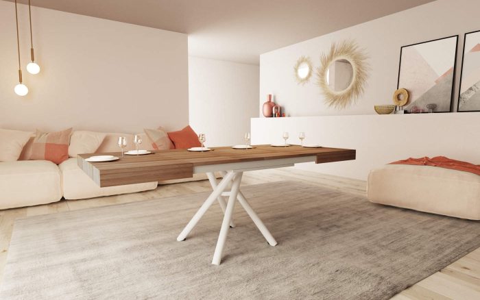 Tavolo alzabile e allungabile da salotto Samba