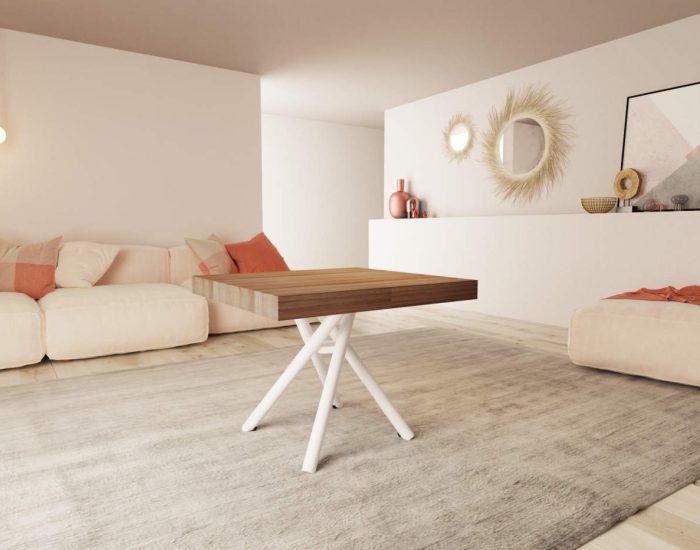 Tavolo alzabile e allungabile per soggiorno