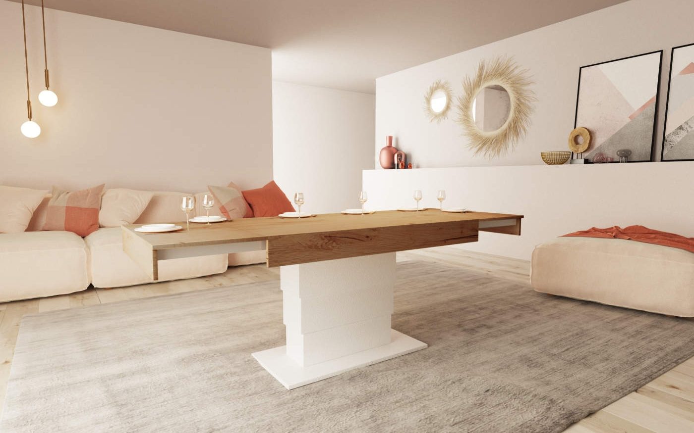 Tavolo saliscendi allungabile da salotto Merengue