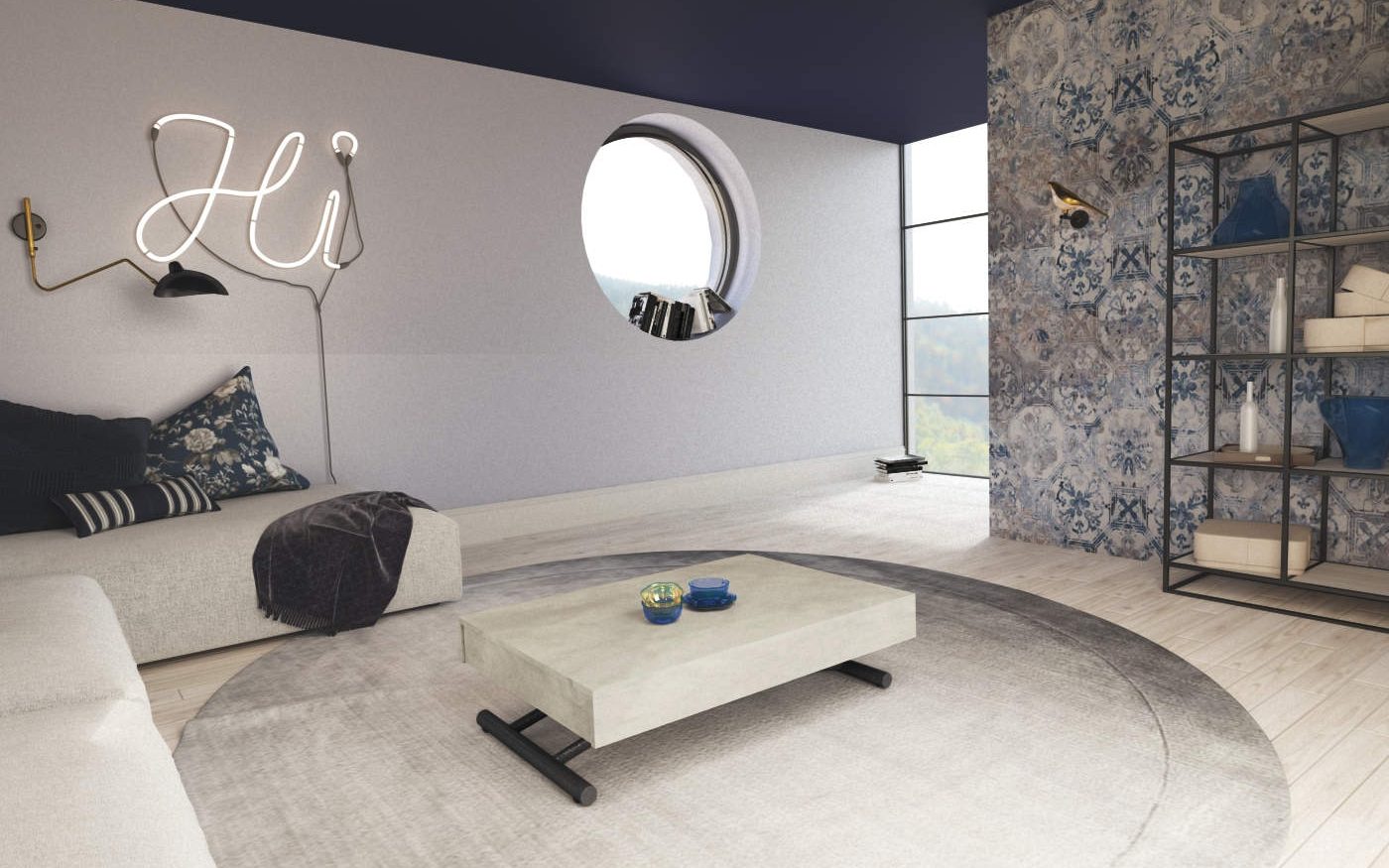 Tavolino basso che si alza da divano Jazz