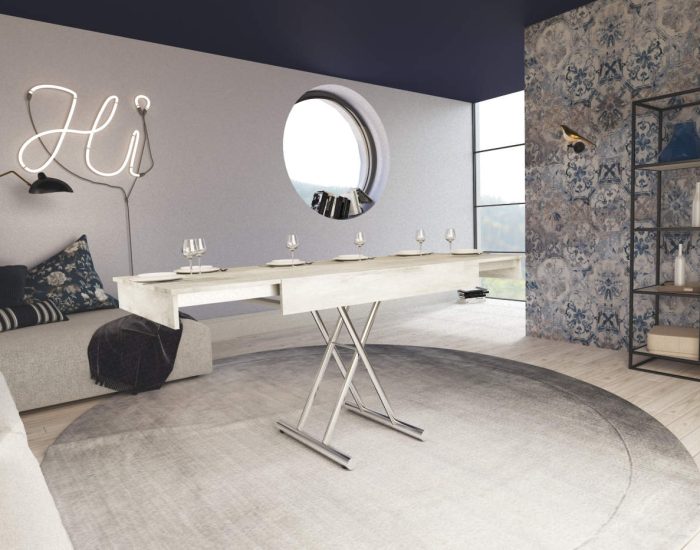 Tavolino basso trasformabile con allunghe interne