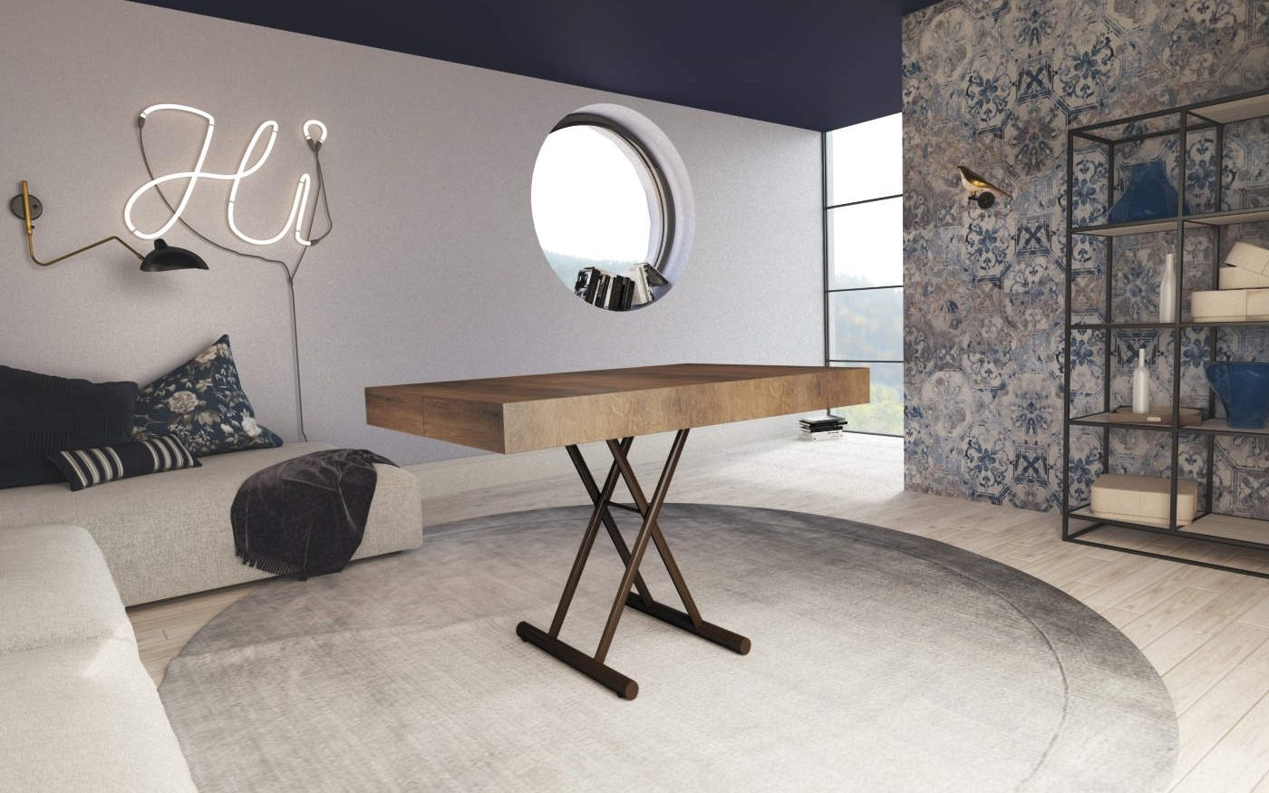 Tavolino caffe trasformabile che si alza Tip Tap