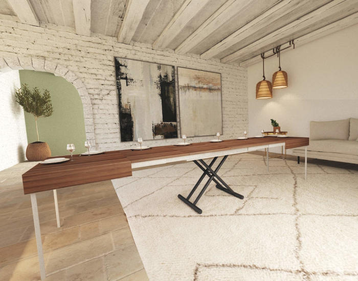 Tavolino che diventa tavolo allungabile per ospiti