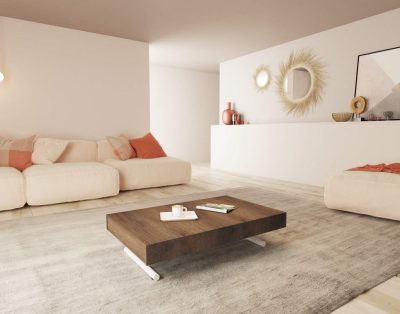 Tavolino che si alza con allunghe interne