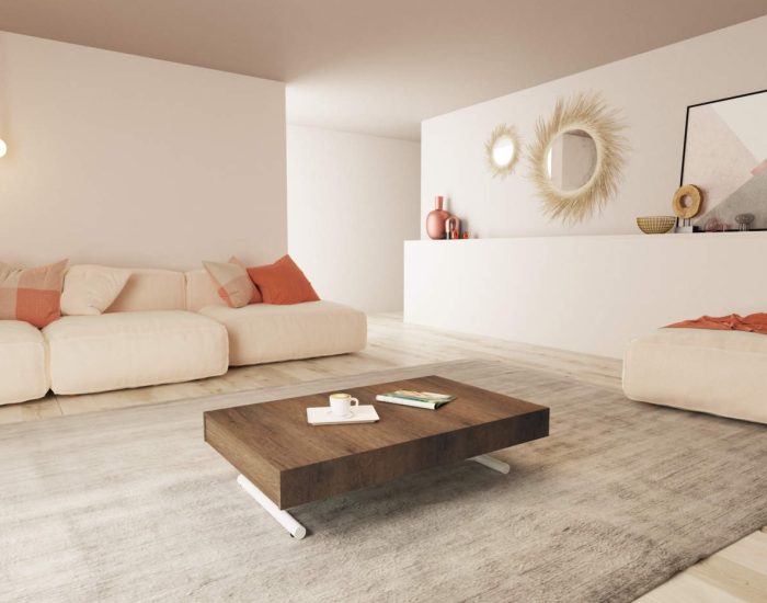 Tavolino che si alza con allunghe interne