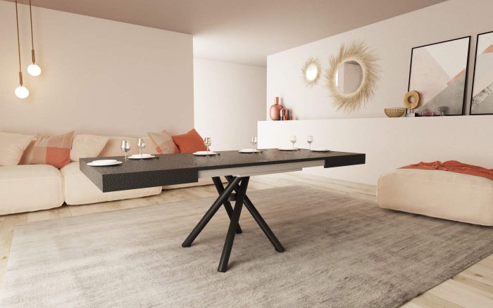 Tavolino da caffè trasformabile con gambe incrociate Samba