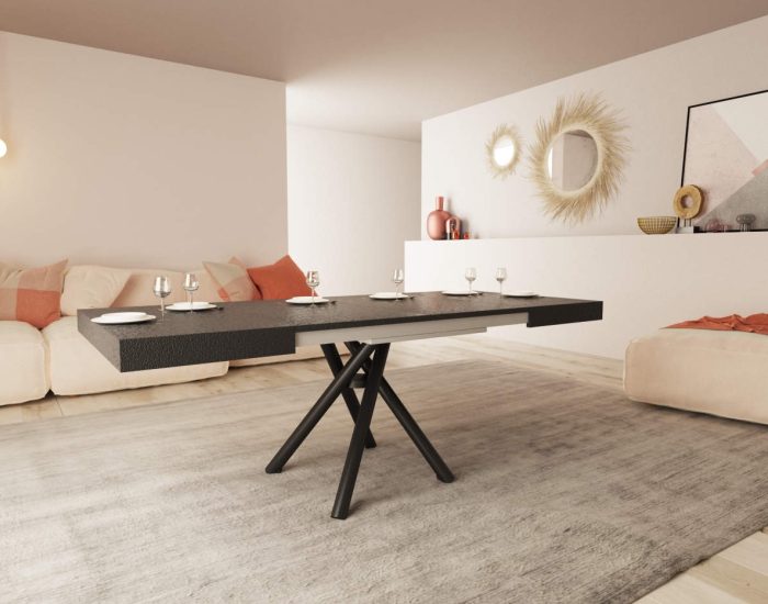 Tavolino da caffĆØ trasformabile con gambe incrociate